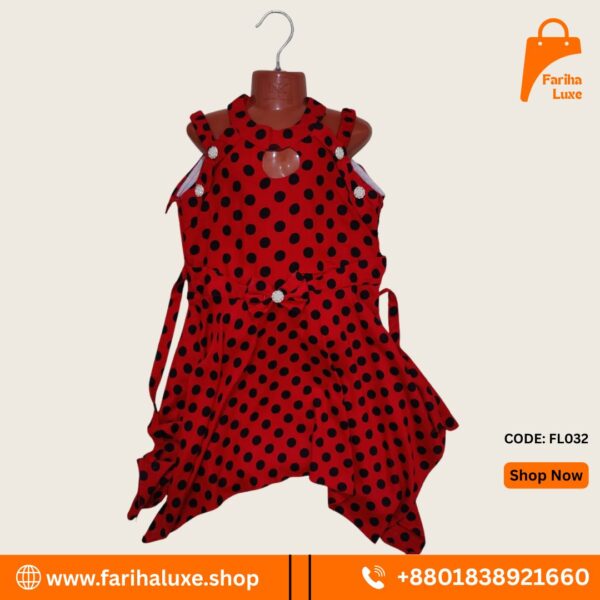 Red & Black Polka Dot Baby Dress with Matching Hat