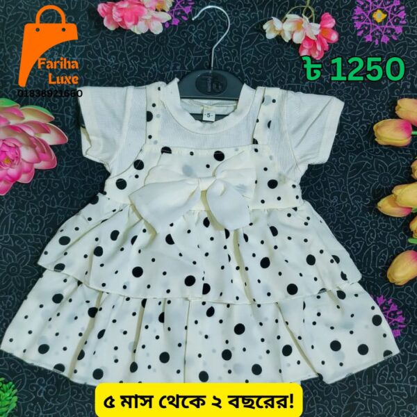 White & Black Polka Dot Layered Baby Dress (CODE- FL07)