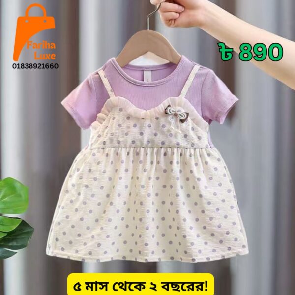 Purple & White Polka Dot Pinafore Baby Dress🌸 (CODE- FL22)