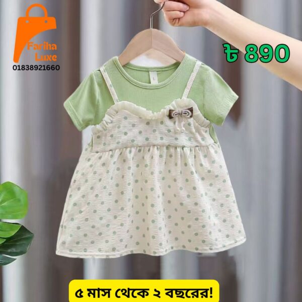 Green Polka Dot Baby Dress🌸 (CODE- FL019)