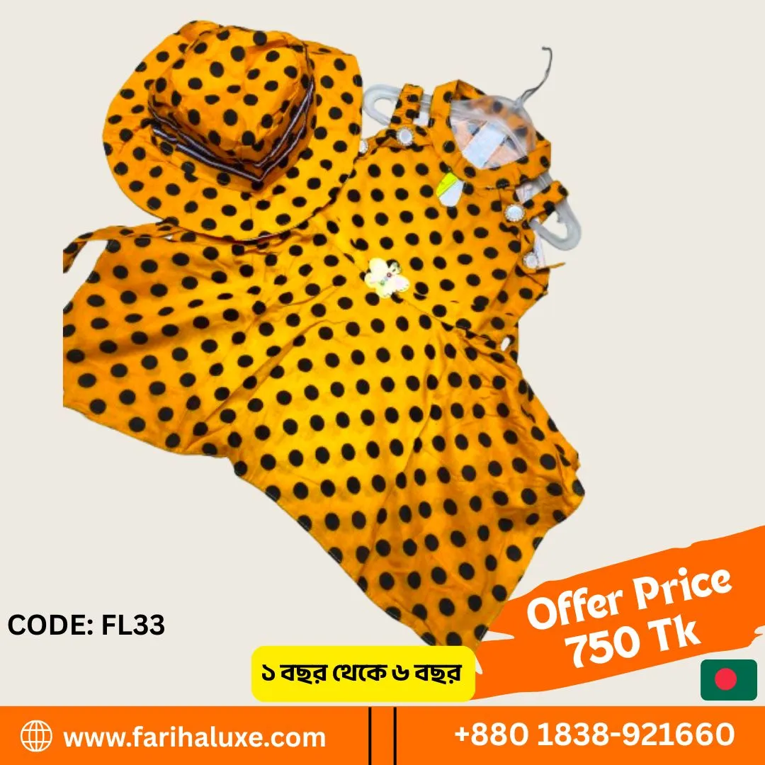 Black & Red Polka Dot Baby Dress with Matching Hat (CODE- FL33)