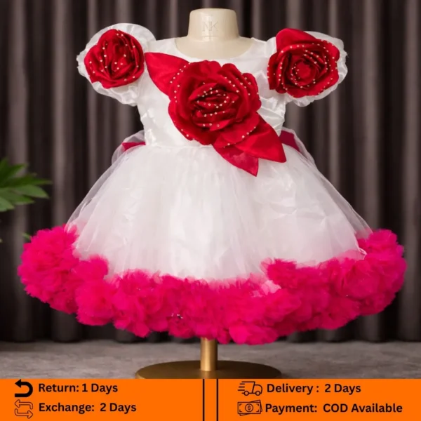 🌹 Girls Party Frock Soft Pink – Code: FL87 | Fariha Luxe