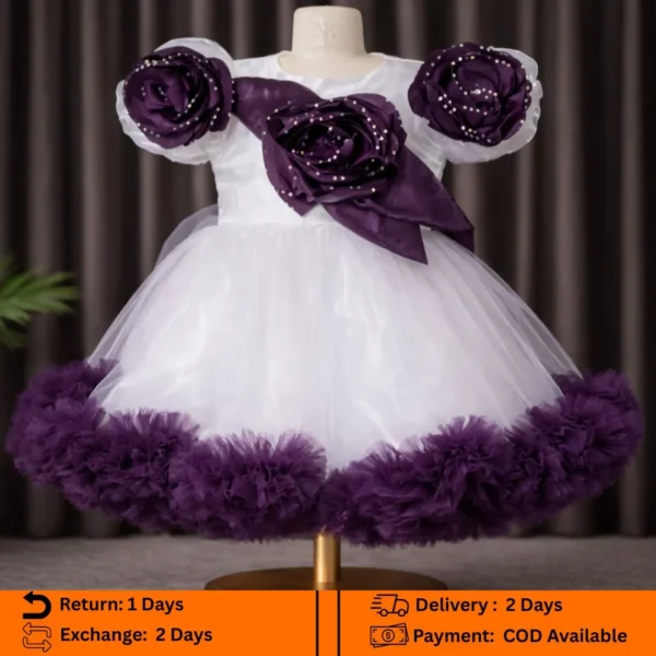 💜 Girls Party Frock Deep Maroon– Code: FL88 | Fariha Luxe