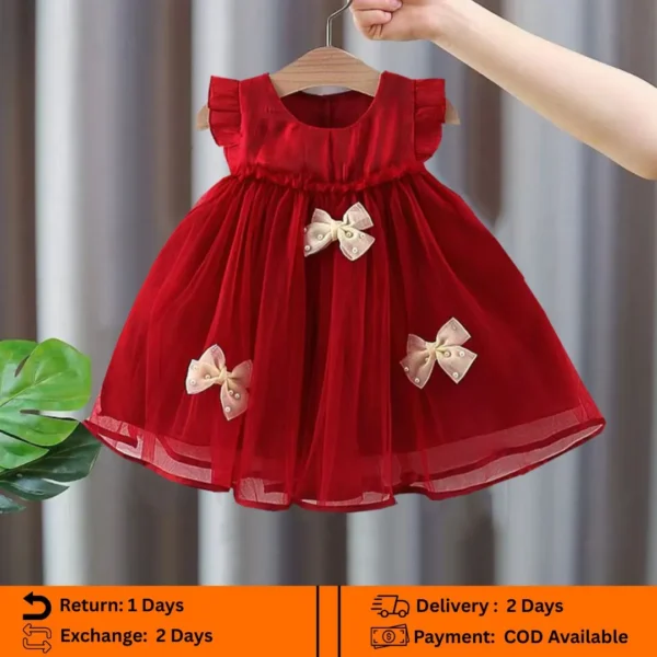 👗 Premium Baby Party Dress | Royal Red Princess Look 👗 (Product Code: FL78)