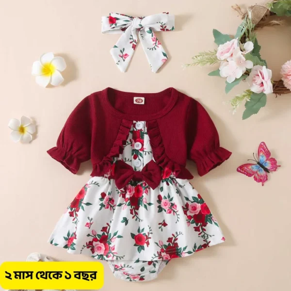 🌹 Baby Girl Floral Party Dress – Code: FL98 | Fariha Luxe 🌹