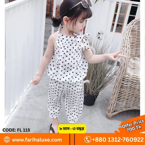 🌸 Baby Girl Polka Dot Summer Co-Ord Set – Code: CHFL115 | Fariha Luxe 🌸
