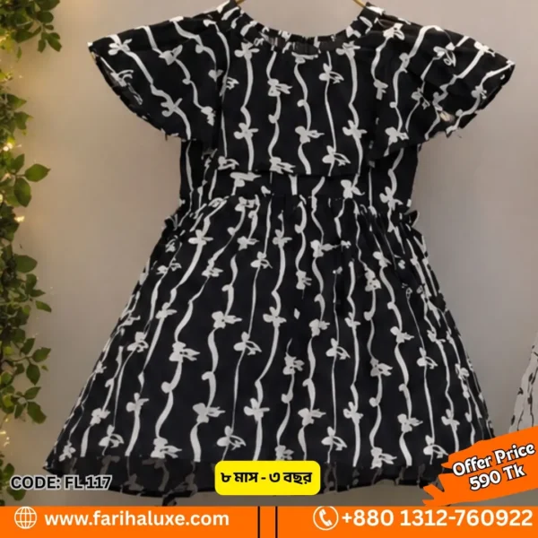 🌸 Baby Girl Elegant Printed Party Dress – Code: FL117 | Fariha Luxe 🌸✨