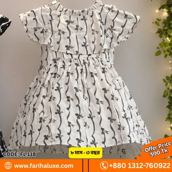 🌸 Baby Girl Elegant Floral Stripe Dress – Code: FL118 | Fariha Luxe 🌸