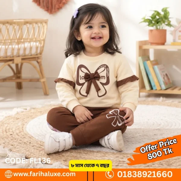 👗 Girls Premium 2-Piece Winter Dress Set – Code: FL136 | Fariha Luxe 👑✨