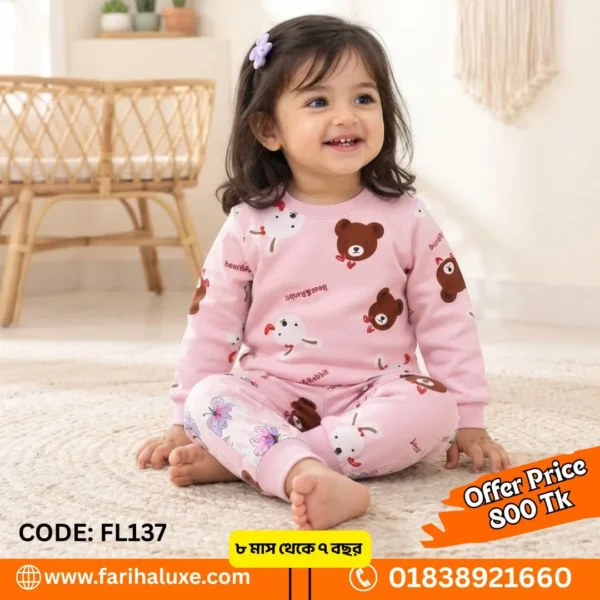 👗 Girls Premium Winter 2-Piece Dress Set – Code: FL137 | Fariha Luxe 👑✨