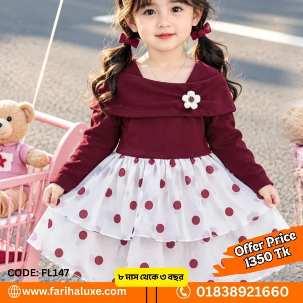 👗 Girls Premium Winter Party Dress – Code: FL147 | Fariha Luxe 👑✨
