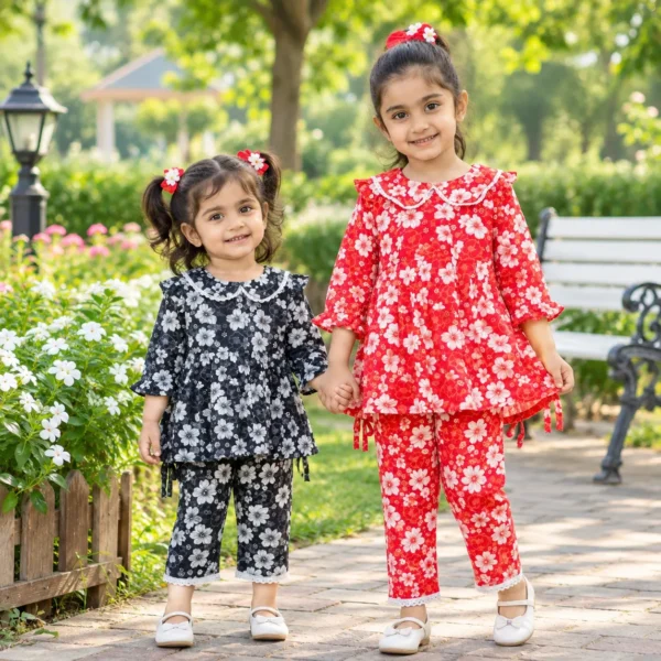 👗 Girls Premium Floral 2-Piece Dress Set – Code: FL150